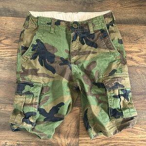 Gap Kids Boys Size 8 Camo Camouflage Cargo Shorts Adjustable Waist Button Zip